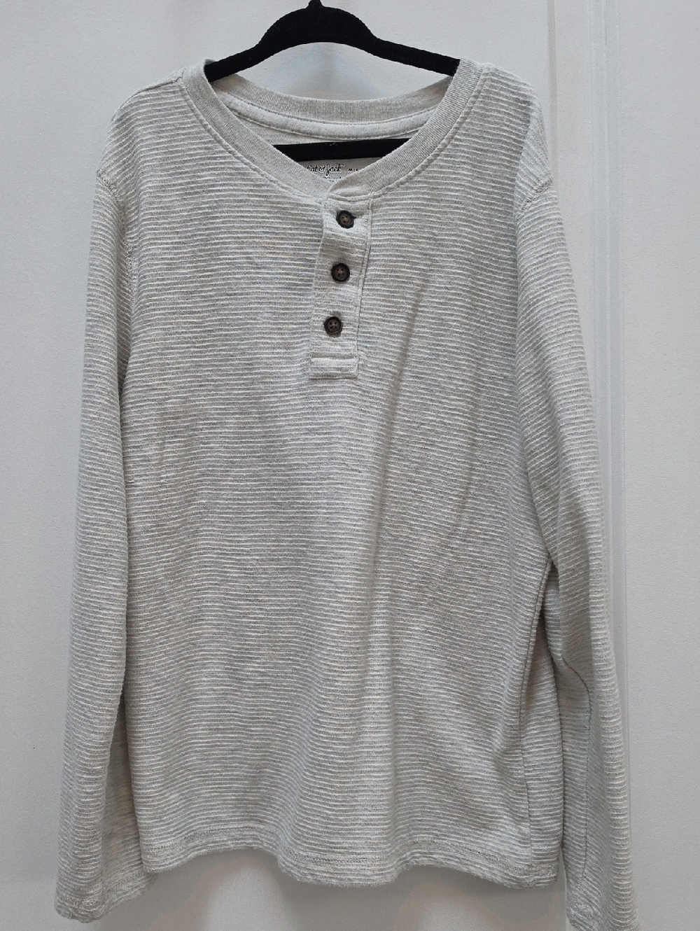 Cat & Jack Cream Long Sleeve Henley Top